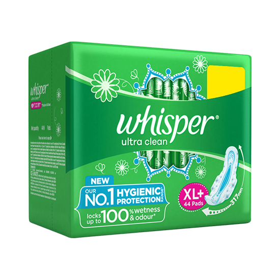 Whisper Ultra Clean Sanitary Pads XL+ 44 Napkins