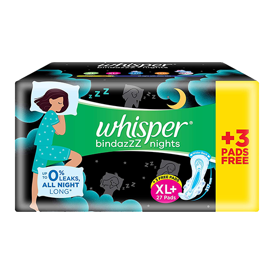 Whisper Bindazzz Nights XL+ With Wings Sanitary 30Pads